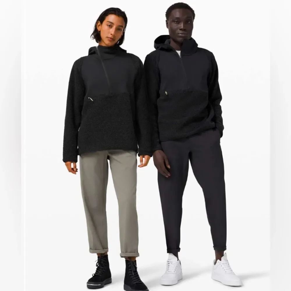 Lululemon Lab Wool Sherpa Fleece Sarvada Hoodie Pullover in Black